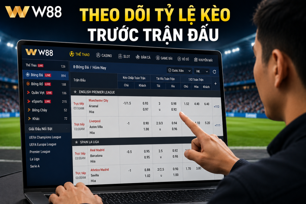 Người chơi theo dõi tỷ lệ kèo thể thao trước trận đấu